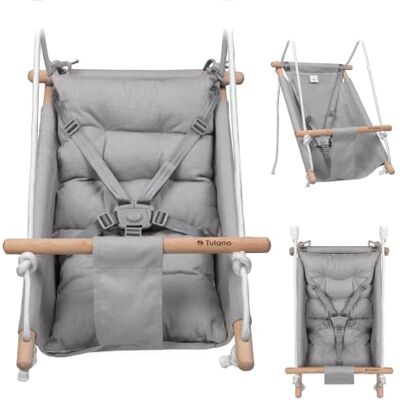 TULANO Hop 40 Balançoire portique pour enfants Balançoire bébé Interieur/Exterieur Harnais 5 points 60kg 6-36 mois Gris-Blanc TULANO Hop 40 Balançoire portique pour enfants Balançoire bébé Interieur/Exterieur Harnais 5 points 60kg 6-36 mois Gris-Blanc