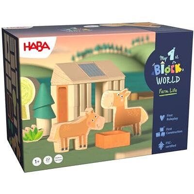 HABA Mon premier monde de construction Ponyhof Paula Blocs de construction à partir de 1 an avec motifs Ponyhof Premier jeu de construction pour tout-petits Favorise la motricité et la HABA Mon premier monde de construction Ponyhof Paula Blocs de construction à partir de 1 an avec motifs Ponyhof Premier jeu de construction pour tout-petits Favorise la motricité et la