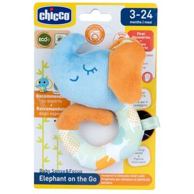 Chicco Hochet Doux éléphant, en Tissu Doux Recyclé, Avec Hochet à l'Intérieur, Pour Attacher à la Poussette ou au Siège Auto, 3-24 Mois Chicco Hochet Doux éléphant, en Tissu Doux Recyclé, Avec Hochet à l'Intérieur, Pour Attacher à la Poussette ou au Siège Auto, 3-24 Mois