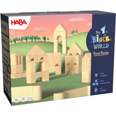 HABA Mon premier monde de blocs de construction Jeu de blocs de construction extra nombreux Briques en bois à partir de 1 an dans des couleurs et formes colorées Favorise la créativité et la HABA Mon premier monde de blocs de construction Jeu de blocs de construction extra nombreux Briques en bois à partir de 1 an dans des couleurs et formes colorées Favorise la créativité et la