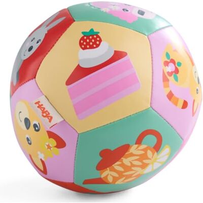HABA Babyball Tea Party à partir de 6 mois Balle de bébé douce et adhérente pour les premiers lancers et les exercices d'éveil avec de charmants motifs de fête du thé HABA Babyball Tea Party à partir de 6 mois Balle de bébé douce et adhérente pour les premiers lancers et les exercices d'éveil avec de charmants motifs de fête du thé