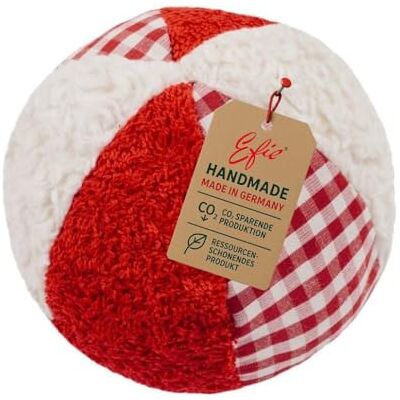 Efie Hochet Ball Petit Jouet bébé en coton bio rouge blanc Balle souple avec hochet Sans substances nocives et durable 100 % fabriqué en Allemagne Efie Hochet Ball Petit Jouet bébé en coton bio rouge blanc Balle souple avec hochet Sans substances nocives et durable 100 % fabriqué en Allemagne