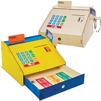 Baker Ross FN087 Kit caisse enregistreuse en bois Lot de 1, article de jeu pour enfants, épicerie pour enfants Baker Ross FN087 Kit caisse enregistreuse en bois Lot de 1, article de jeu pour enfants, épicerie pour enfants
