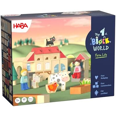 HABA Mon premier monde de blocs de construction Notre grande ferme Kit de démarrage à partir de 18 mois avec 2 figurines et véhicule Construire et jeu de rôle 2013392001 HABA Mon premier monde de blocs de construction Notre grande ferme Kit de démarrage à partir de 18 mois avec 2 figurines et véhicule Construire et jeu de rôle 2013392001