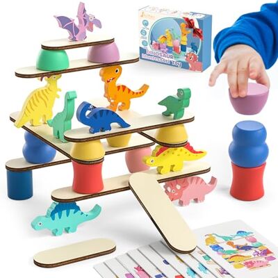 JAiiMen Montessori Jouet dinosaure pour tout-petits de 1, 2, 3, 4 ans – Jouet éducatif préscolaire pour garçons et filles à partir de 2 à 4 ans – Blocs de construction dinosaures en bois à trier, empiler et JAiiMen Montessori Jouet dinosaure pour tout-petits de 1, 2, 3, 4 ans – Jouet éducatif préscolaire pour garçons et filles à partir de 2 à 4 ans – Blocs de construction dinosaures en bois à trier, empiler et