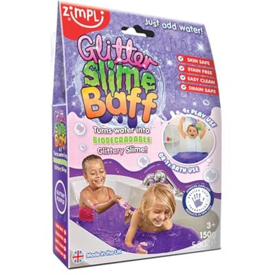 ZIMPLI Kids Slime à paillettes violettes, 1 bain ou 4 utilisations de jeu, transforme l'eau en slime gluant et pailleté, jouet de bain éducatif, cadeau d'anniversaire pour enfants, kit de fabrication ZIMPLI Kids Slime à paillettes violettes, 1 bain ou 4 utilisations de jeu, transforme l'eau en slime gluant et pailleté, jouet de bain éducatif, cadeau d'anniversaire pour enfants, kit de fabrication