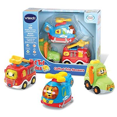 VTech Tut Tut Bolides, Coffret Trio Secours, 3 Voitures Interactives, Camion de Pompiers, Tracteur et Hélicoptère, Jouet Musical et Sonore, Cadeau Enfant de 1 An à 5 Ans Contenu en Français VTech Tut Tut Bolides, Coffret Trio Secours, 3 Voitures Interactives, Camion de Pompiers, Tracteur et Hélicoptère, Jouet Musical et Sonore, Cadeau Enfant de 1 An à 5 Ans Contenu en Français