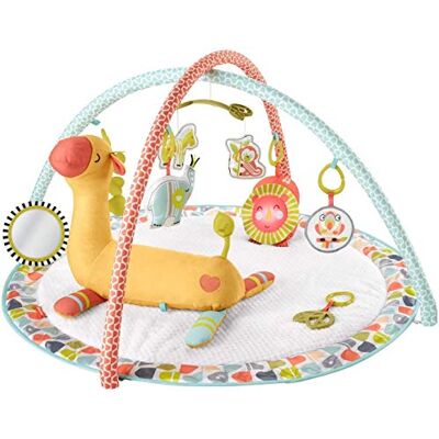 Fisher Price Tapis d'éveil et coussin d'appui Girafe, tapis musical d'activités pour bébé, adapté au jeu à plat ventre, dès la naissance, GMG07 Fisher Price Tapis d'éveil et coussin d'appui Girafe, tapis musical d'activités pour bébé, adapté au jeu à plat ventre, dès la naissance, GMG07