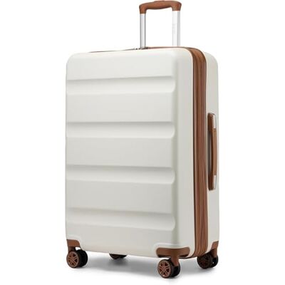 Kono Valise de cabine légère à coque rigide avec serrure TSA et 4 roues pivotantes robustes, Crème, blanc, 28", Intelligent Kono Valise de cabine légère à coque rigide avec serrure TSA et 4 roues pivotantes robustes, Crème, blanc, 28", Intelligent