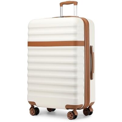 Kono Valise Soute Extensible pour Voyage, Valise Rigide et Légère en ABS+PC, 4 Roues Silencieuses 360°, Serrure TSA, Blanc Crème, XL (75cm), Valise de cabine légère en ABS + PC Kono Valise Soute Extensible pour Voyage, Valise Rigide et Légère en ABS+PC, 4 Roues Silencieuses 360°, Serrure TSA, Blanc Crème, XL (75cm), Valise de cabine légère en ABS + PC