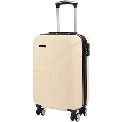 A1 FASHION GOODS Valise à 4 roues en ABS avec serrure à chiffres extensible, ecru, Carry-on 20 inchs, Bagage rigide à roulettes extensibles A1 FASHION GOODS Valise à 4 roues en ABS avec serrure à chiffres extensible, ecru, Carry-on 20 inchs, Bagage rigide à roulettes extensibles