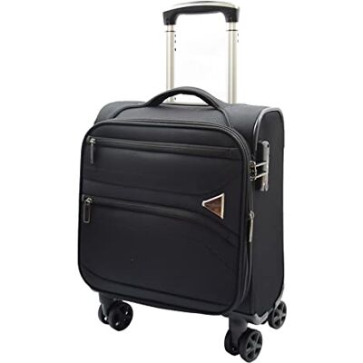House Of Leather Valise de voyage souple extensible à 8 roues avec serrure TSA japonaise Noir/jaune/bleu marine, Noir , S, Sac de cabine sous le siège House Of Leather Valise de voyage souple extensible à 8 roues avec serrure TSA japonaise Noir/jaune/bleu marine, Noir , S, Sac de cabine sous le siège