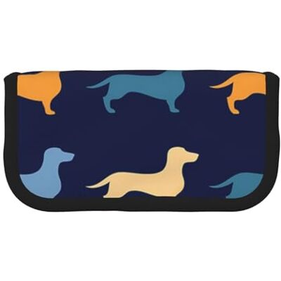 YUNWEIKEJI Trousse à crayons en toile avec motif teckel bleu et orange, comme sur l'image, One Size, Organiseur de sac YUNWEIKEJI Trousse à crayons en toile avec motif teckel bleu et orange, comme sur l'image, One Size, Organiseur de sac