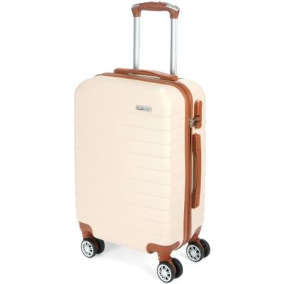 BRUBAKER Mallette Paris Valise Trolley avec Serrure à Numéro, 4 Roues et Poignées Confortables 37 x 56 x 22 cm Valise à Roulettes Dure ABS (M Crème Blanc et Marron Clair) BRUBAKER Mallette Paris Valise Trolley avec Serrure à Numéro, 4 Roues et Poignées Confortables 37 x 56 x 22 cm Valise à Roulettes Dure ABS (M Crème Blanc et Marron Clair)
