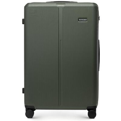 WITTCHEN Stripes Line Valise grande taille 76,5 × 50 × 29 cm (XL) 96 l, coque rigide ABS, 4 roulettes 360° Serrure à code, poignée télescopique, bagage soute Brussels Airlines couleur: Kaki WITTCHEN Stripes Line Valise grande taille 76,5 × 50 × 29 cm (XL) 96 l, coque rigide ABS, 4 roulettes 360° Serrure à code, poignée télescopique, bagage soute Brussels Airlines couleur: Kaki