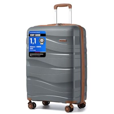 Kono Valise Bagage Cabine 56 cm Rigide Polypropylène Valise de Voyage à 4 roulettes et Serrure TSA,Gris Kono Valise Bagage Cabine 56 cm Rigide Polypropylène Valise de Voyage à 4 roulettes et Serrure TSA,Gris