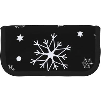 YUNWEIKEJI Trousse à crayons en toile de grande capacité Motif flocon de neige Noir, comme sur l'image, One Size, Organiseur de sac YUNWEIKEJI Trousse à crayons en toile de grande capacité Motif flocon de neige Noir, comme sur l'image, One Size, Organiseur de sac