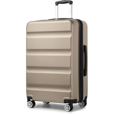 Kono Valise de voyage légère Valise de voyage légère avec serrure TSA et 4 roues pivotantes robustes, Or, 28", Mallette Kono Valise de voyage légère Valise de voyage légère avec serrure TSA et 4 roues pivotantes robustes, Or, 28", Mallette