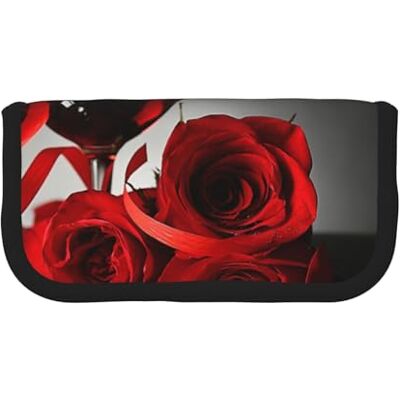 YUNWEIKEJI Trousse à crayons romantique en toile avec motif rose rouge et vin, comme sur l'image, One Size, Organiseur de sac YUNWEIKEJI Trousse à crayons romantique en toile avec motif rose rouge et vin, comme sur l'image, One Size, Organiseur de sac