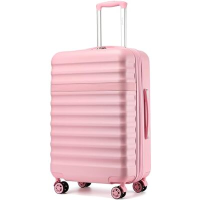 Kono Valise de cabine légère ABS + PC rigide avec serrure TSA roues pivotantes, rose, Medium-24 inch, Valise de cabine légère en ABS + PC Kono Valise de cabine légère ABS + PC rigide avec serrure TSA roues pivotantes, rose, Medium-24 inch, Valise de cabine légère en ABS + PC