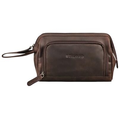 STILORD "Henry" sac à poignet homme cuir grande trousse de toilette XXL trousse à plume voyage organisateur pochette cosmétique sac à main Couleur:zamora marron STILORD "Henry" sac à poignet homme cuir grande trousse de toilette XXL trousse à plume voyage organisateur pochette cosmétique sac à main Couleur:zamora marron