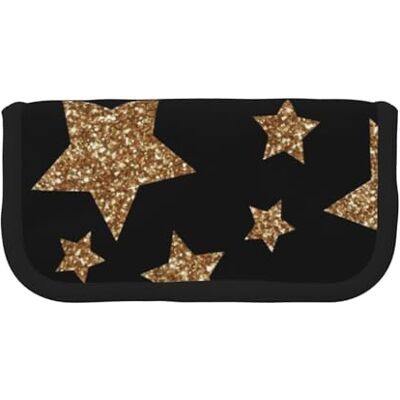 YUNWEIKEJI Trousse à crayons en toile avec étoiles brillantes dorées et bronzes, grande capacité, comme sur l'image, One Size, Organiseur de sac YUNWEIKEJI Trousse à crayons en toile avec étoiles brillantes dorées et bronzes, grande capacité, comme sur l'image, One Size, Organiseur de sac