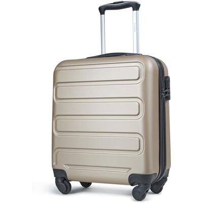 KINSTON Valise cabine ultra-légère 4 roues multidirectionnelles, coque rigide ABS 3D, doublure polyamide Champagne élégant KINSTON Valise cabine ultra-légère 4 roues multidirectionnelles, coque rigide ABS 3D, doublure polyamide Champagne élégant