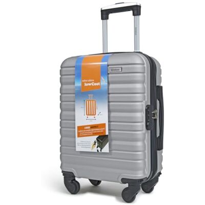 KINSTON Valise Cabine pour EasyJet 4 Roues Détachables Taille LowCost Bagage à Main Léger et Durable, Roues Pivotantes Amovibles Démontable Argent KINSTON Valise Cabine pour EasyJet 4 Roues Détachables Taille LowCost Bagage à Main Léger et Durable, Roues Pivotantes Amovibles Démontable Argent