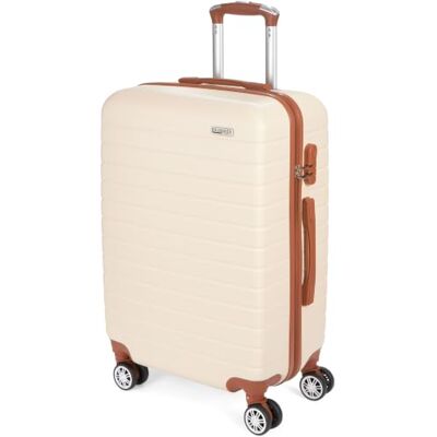 BRUBAKER Valise Rigide Paris Trolley de Voyage avec Serrure à Numéro, 4 Roues et Poignées de Confort Valise à Roulettes 43 x 66,5 x 26 cm ABS Valise Dure (L Crème Blanc et Marron Clair) BRUBAKER Valise Rigide Paris Trolley de Voyage avec Serrure à Numéro, 4 Roues et Poignées de Confort Valise à Roulettes 43 x 66,5 x 26 cm ABS Valise Dure (L Crème Blanc et Marron Clair)
