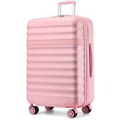 Kono Valise de cabine légère ABS + PC rigide avec serrure TSA roues pivotantes, rose, Large-28 inch, Valise de cabine légère en ABS + PC Kono Valise de cabine légère ABS + PC rigide avec serrure TSA roues pivotantes, rose, Large-28 inch, Valise de cabine légère en ABS + PC