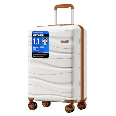 Kono Valise Bagage Cabine 56 cm Rigide Polypropylène Valise de Voyage à 4 roulettes et Serrure TSA,Blanc crème Kono Valise Bagage Cabine 56 cm Rigide Polypropylène Valise de Voyage à 4 roulettes et Serrure TSA,Blanc crème