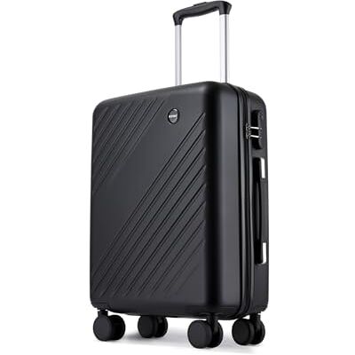 Kono Valise rigide à roulettes pivotantes, bagage en soute léger, petite valise pour les voyages et les affaires, 55 x 40 x 20 cm, Noir Kono Valise rigide à roulettes pivotantes, bagage en soute léger, petite valise pour les voyages et les affaires, 55 x 40 x 20 cm, Noir