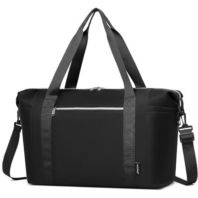 Kono Sac de voyage 46 x 30 x 20 cm, sac fourre-tout sous le siège avec poche humide, bagage à main, sac de week-end pour homme et femme, Noir, Mode Kono Sac de voyage 46 x 30 x 20 cm, sac fourre-tout sous le siège avec poche humide, bagage à main, sac de week-end pour homme et femme, Noir, Mode