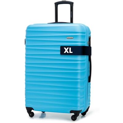 WITTCHEN Valise de voyage Bagage à main cabine rigide ABS 4 roulettes pivotantes Serrure à combinaison Poignée télescopique GROOVE Line Taille L Bleu Brussels Airlines/Ryanair/TUI fly Belgium WITTCHEN Valise de voyage Bagage à main cabine rigide ABS 4 roulettes pivotantes Serrure à combinaison Poignée télescopique GROOVE Line Taille L Bleu Brussels Airlines/Ryanair/TUI fly Belgium