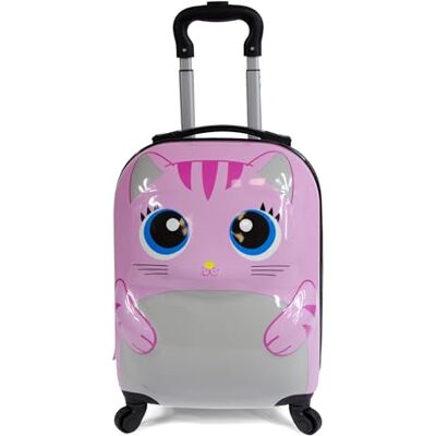 KINSTON Valise Cabine Animal, Coque Rigide 4 Roues, Bagage Voyage, Petite Valise Enfant légère avec poignée télescopique, Boîte Cadeau Chat Rose KINSTON Valise Cabine Animal, Coque Rigide 4 Roues, Bagage Voyage, Petite Valise Enfant légère avec poignée télescopique, Boîte Cadeau Chat Rose