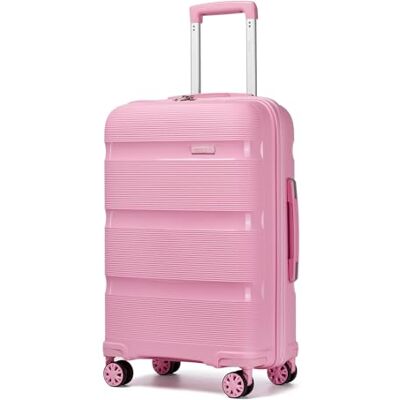 Kono Valise, Valise Rigide en Polypropylène Bagage Cabine avec 4 roulettes Serrure à Combinaison TSA, Rose, 65 cm, Classique Kono Valise, Valise Rigide en Polypropylène Bagage Cabine avec 4 roulettes Serrure à Combinaison TSA, Rose, 65 cm, Classique