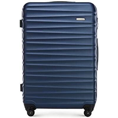 WITTCHEN Valise de voyage Bagage à main cabine rigide ABS 4 roulettes pivotantes Serrure à combinaison Poignée télescopique GROOVE Line Taille L Bleu foncé Brussels Airlines/Ryanair/TUI fly Belgium WITTCHEN Valise de voyage Bagage à main cabine rigide ABS 4 roulettes pivotantes Serrure à combinaison Poignée télescopique GROOVE Line Taille L Bleu foncé Brussels Airlines/Ryanair/TUI fly Belgium