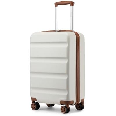 Kono Valise à roulettes légère à coque rigide avec serrure TSA et doubles roulettes pivotantes pour voyage et affaires, blanc crème, M (55 x 35 x 22 cm), Valise Kono Valise à roulettes légère à coque rigide avec serrure TSA et doubles roulettes pivotantes pour voyage et affaires, blanc crème, M (55 x 35 x 22 cm), Valise