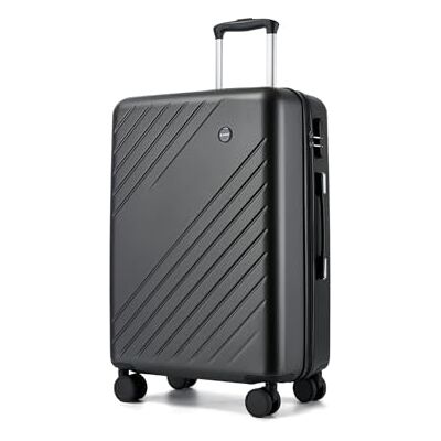Kono Valise rigide à roulettes pivotantes, bagage en soute léger, valise moyenne pour les voyages et les affaires, 66,5 x 45,5 x 25 cm, Gris Kono Valise rigide à roulettes pivotantes, bagage en soute léger, valise moyenne pour les voyages et les affaires, 66,5 x 45,5 x 25 cm, Gris