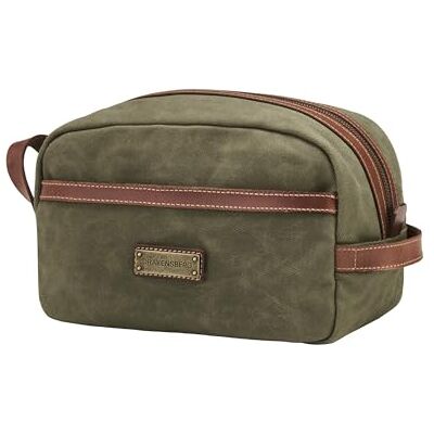 DRAKENSBERG Liam DR00630 Trousse de toilette pour homme en toile cirée, imperméable, pour voyage, sport, 5 l, vert forêt DRAKENSBERG Liam DR00630 Trousse de toilette pour homme en toile cirée, imperméable, pour voyage, sport, 5 l, vert forêt