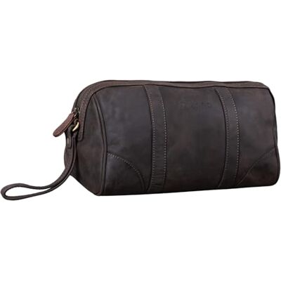 STILORD "Charles" Trousse de Toilette Cuir Grand Vintage Design pour Homme et Femme Nécessaire avec poignée Couleur:marron foncé STILORD "Charles" Trousse de Toilette Cuir Grand Vintage Design pour Homme et Femme Nécessaire avec poignée Couleur:marron foncé