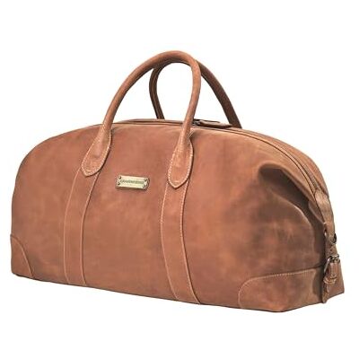DRAKENSBERG Sac de voyage David en cuir pour homme et femme, design vintage, extensible, Marron cognac (55 cm), Medium, 55cm, 45 Liter, Sac de voyage en cuir véritable DRAKENSBERG Sac de voyage David en cuir pour homme et femme, design vintage, extensible, Marron cognac (55 cm), Medium, 55cm, 45 Liter, Sac de voyage en cuir véritable