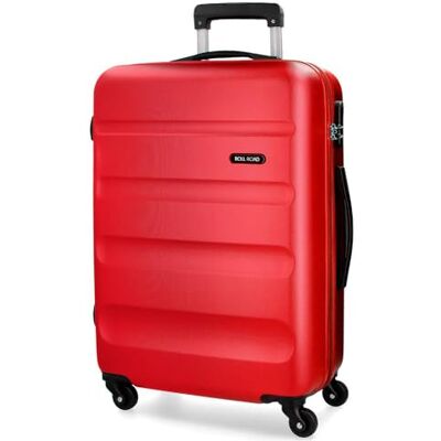ROLL ROAD Flex Valise rigide fabriquée en ABS, un matériau, fermeture à combinaison latérale, 4 roues doubles, bagage main, intérieur pratique avec un compartiment, rouge, 75 cm, Grande valise ROLL ROAD Flex Valise rigide fabriquée en ABS, un matériau, fermeture à combinaison latérale, 4 roues doubles, bagage main, intérieur pratique avec un compartiment, rouge, 75 cm, Grande valise