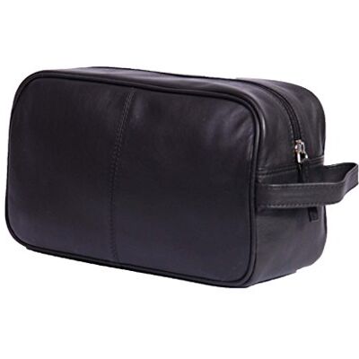 A1 FASHION GOODS Trousse de toilette en cuir de lavage pour homme Pour homme Sac en cuir A98 Noir, Noir, M A1 FASHION GOODS Trousse de toilette en cuir de lavage pour homme Pour homme Sac en cuir A98 Noir, Noir, M