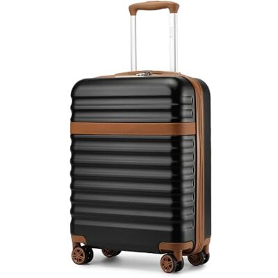 Kono Valise à roulettes, à coque rigide, en ABS et polycarbonate, légère, avec 4 roulettes et serrure TSA, noir/marron, M(55cm), Bagage à main, ABS + polycarbonate, coque rigide, léger, bagage de Kono Valise à roulettes, à coque rigide, en ABS et polycarbonate, légère, avec 4 roulettes et serrure TSA, noir/marron, M(55cm), Bagage à main, ABS + polycarbonate, coque rigide, léger, bagage de
