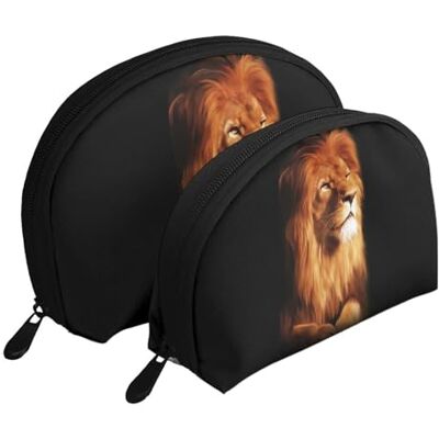 KEDDJI Lot de 2 trousses de maquillage en forme de visage de lion en colère, sac de rangement pour femme, petit porte-monnaie, trousse de toilette, trousse de maquillage, comme sur l'image, One Size, KEDDJI Lot de 2 trousses de maquillage en forme de visage de lion en colère, sac de rangement pour femme, petit porte-monnaie, trousse de toilette, trousse de maquillage, comme sur l'image, One Size,