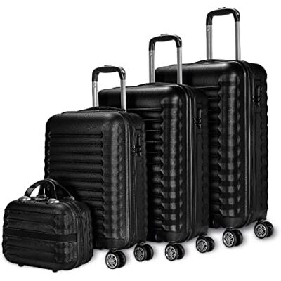 NUMADA Ensemble de valises rigides 3/4 pièces Valise cabine 53 cm, moyenne 63 cm, grande 75 cm et trousse de toilette Résistantes, légères et sûres, 1. noir, 4 Piezas NUMADA Ensemble de valises rigides 3/4 pièces Valise cabine 53 cm, moyenne 63 cm, grande 75 cm et trousse de toilette Résistantes, légères et sûres, 1. noir, 4 Piezas