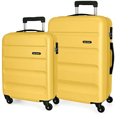 ROLL ROAD Flex Valise rigide fabriquée en ABS, un matériau, fermeture à combinaison latérale, 4 roues doubles, bagage main, intérieur pratique avec un compartiment, ocre, 65x46x23 cm, Lot de 2 valises ROLL ROAD Flex Valise rigide fabriquée en ABS, un matériau, fermeture à combinaison latérale, 4 roues doubles, bagage main, intérieur pratique avec un compartiment, ocre, 65x46x23 cm, Lot de 2 valises