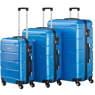 Zelsius Lot de 4 valises, valises à coque rigide, en ABS, avec serrure à combinaison, 4 roulettes et cloison intérieure, valises pour bagages à main, trolley, grandes valises, ensemble de bagages, Zelsius Lot de 4 valises, valises à coque rigide, en ABS, avec serrure à combinaison, 4 roulettes et cloison intérieure, valises pour bagages à main, trolley, grandes valises, ensemble de bagages,