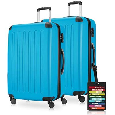 Hauptstadtkoffer Spree Mallette rigide avec extension en 3 tailles – Bagage de cabine, valise moyenne et grande valise de voyage, Bleu cyan., Set-Koffer (2xXL) Hauptstadtkoffer Spree Mallette rigide avec extension en 3 tailles – Bagage de cabine, valise moyenne et grande valise de voyage, Bleu cyan., Set-Koffer (2xXL)